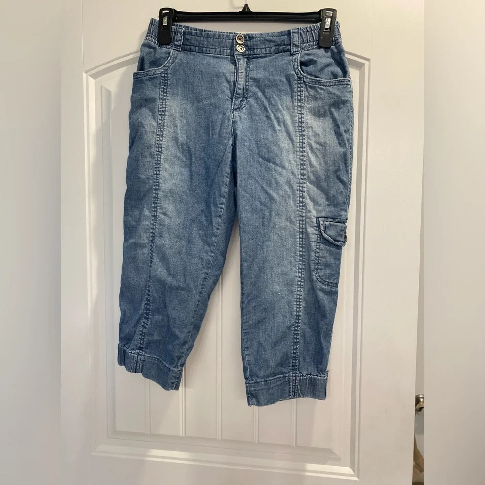 Chicos Denim Cargo Joggers size 1 or medium 8